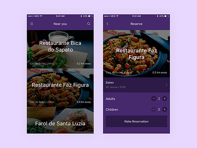 Maitre App app food interface ios mobile overlay ui user user flow