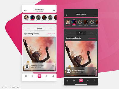 Event App (Concept) app concep debuts debutshot design app event firstshoot hello hello dribbble ios mobile app mobile app design night mode party event people stories