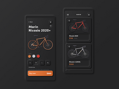 Bike Shop App. Neomorphic UI