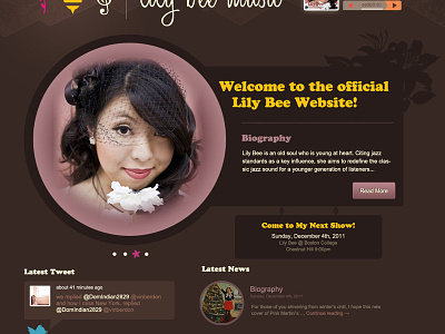Lily Bee Homepage bee biography circle feed home homepage music silhouette slider slideshow twitter