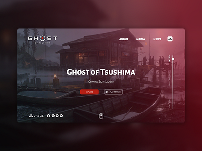 Ghost Of Tsushima - Design Concept concept design ghost of tsushima landing page landing pages minimal playstation psn red videogames