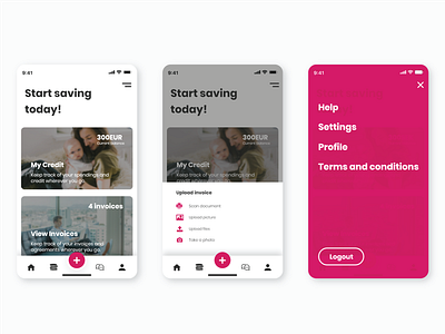 Credit App - UI/UX exploration app branding credit design finance flat illustrator invoices minimal mobile typography ui upload ux