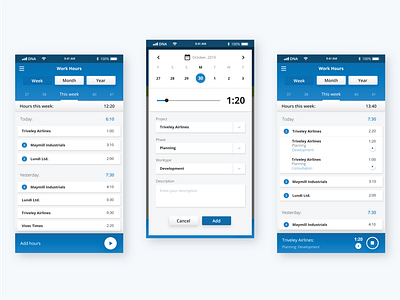 Work Time Tracker adobexd app design mobile time tracker ui ux work