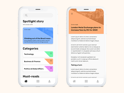 Current Affairs News App app design ios iphone iphone x news news app news feed newsfeed newspaper reading reading app reading list typography