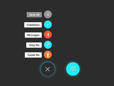 Universal action menu concept (dark theme version) app fab material mdsl menu telecom telesoft tem web app