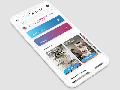 eCommerce site home page update mock call to actions cards cat cats ecommerce ecommerce design gradient iphonex new cat condos redesign update