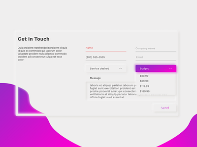 Get in touch account form illustration neomorphism purple ui ux