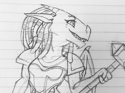 Risa of Storm Horn dragonborn dungeons and dragons illustration original character sketch