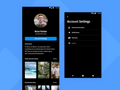 Travel App: Profile & Account Settings account account settings dark dark mode darkmode profile settings travel travel app