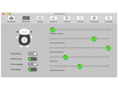 Daily UI Challenge #007: Settings dailyui dailyuichallenge design figma mac robot settings ui