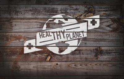 Heal Thy Planet logo non profit stencil