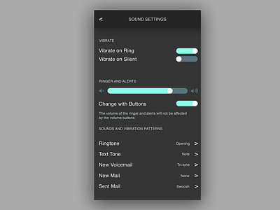 Dailyui 007 007 daily 100 challenge dailyui dailyui007 darkmode design digital settings ui soundsettings typography ui