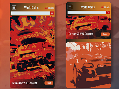 Mobile web page app background banner cars color mobile palette uidesign ux uxdesign web webdesign