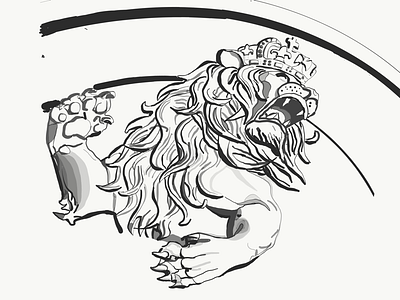 Lion Icon drawing flat design illustration vector