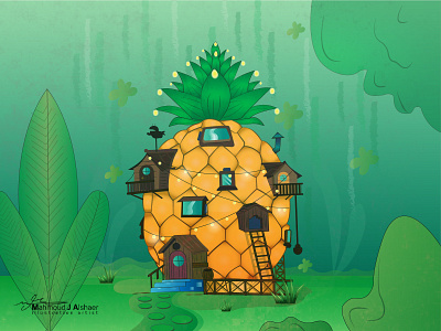 Draw a house of pineapple illustration illustration art illustrator