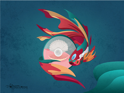 A fish carrying a pearl animation art calendar design illustraion illustration illustration art illustrator typography vector