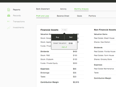 Finance Reports Tool design finance icons ui user experience user interface ux
