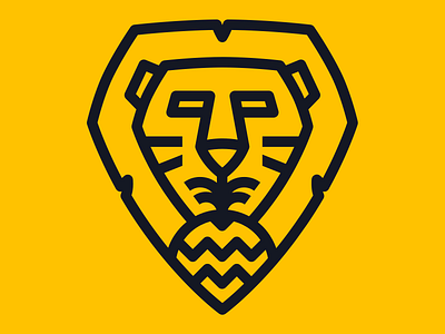 Lion brand cat icon illustration lion logo minimal pineapple vector