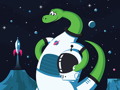 Ready for Launch! 🚀 adventure astronaut bronto character illustration space spaceship stars vector