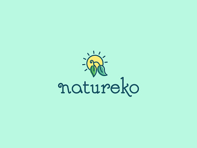 Natureko farm leaf leaves logo n sun symbol