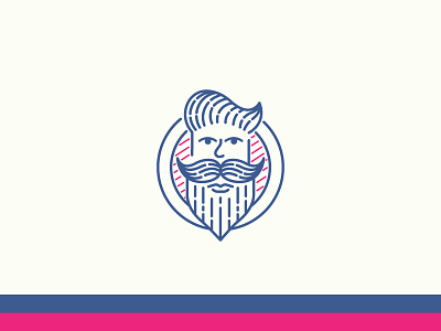 Hipsta Beardman beard blue hair hipster icon logo logotype pink symbol vintage