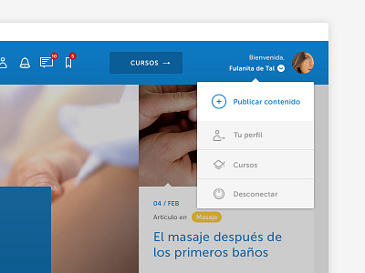 Johnson's baby Professionals Website Detail account baby detail header menu ui user ux website