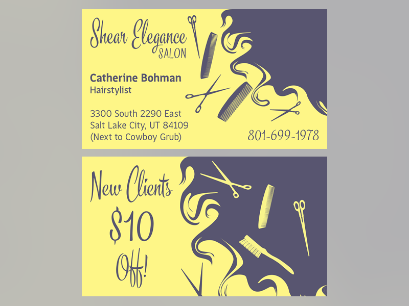 "Sheer Elegance Salon" Business Card graphic design business cards coupons business card design business card promotional design promotional material promotional discount coupon vector adobe illustrator illustrator illustration design typography branding utah hair salon