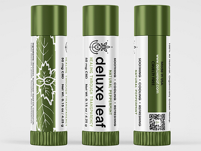 Deluxe Leaf "Natural Peppermint" Lip Balm adobe illustrator branding cbd graphic design label label design label packaging lip balm natural packagedesign packaging design peppermint vector