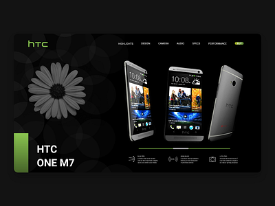 HTC One M7 adobexd branding composition design htc one minimal ui ui web design ux ux ui ux design web web design