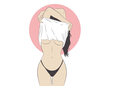 Young woman taking off her t-shirt adobe ass black boobs booty butt cute design dribbble erotic girl illustration pretty sexy shutterstock stock tits vector