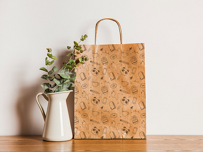 Panda Pattern bag mockup office supplies packaging panda pattern design repeat pattern shopping bag