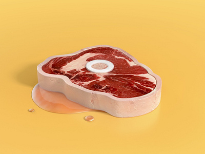 Rare 3d food illustration steak
