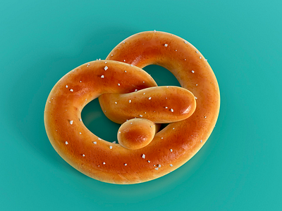Soft pretzel 3d food illustration pretzel