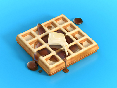 Breakfast 3d food illustration waffle