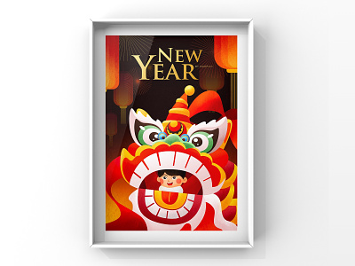Lunar New Year - Lion dance boy decoration flat illustration graphic illustration lion dance lunar new year new year