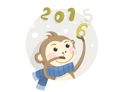 New Year 2016 2016，new year graphic holiday illustrator monkey sketch winter