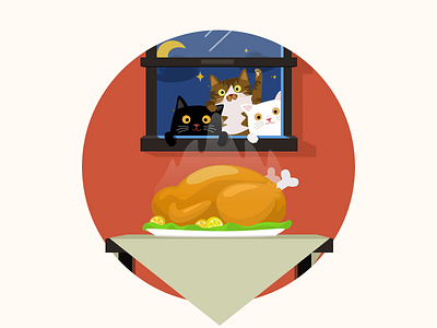 Happy Thanksgiving Day 2015 cartoon cat graphic holiday illustrator sketch thanksgiving day turkey