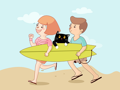 To go surfing 2016 beach boy cat fruit girl graphic illustrator sea sketch summer surfing