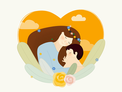 Mother`s Day 2016 baby embrace graphic holiday illustrator mother sketch