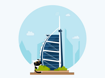 Dubai - Burj Al Arab cat dubai graphic illustrator sketch travel