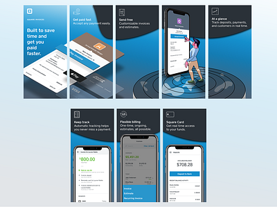 Square Invoices Screenshots adobe illustrator adobe xd apple store screenshots branding illustration ui