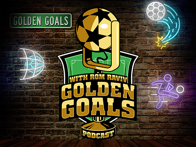 Golden Goals Podcast Logo ball logo logo design logo designer mascot logo mic logo podcast podcast logo soccer ball soccer ball logo soccer podcast vintage mic