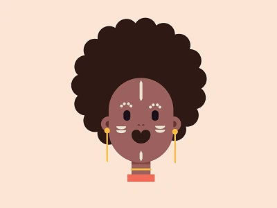 Afro girl 2d animation app character flat girl icon illustration illustrator minimal vector