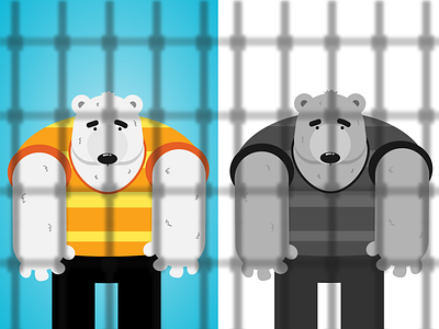 Prison Bear 2d bear character characterdesigne characters design flat illustration illustrator minimal prison vector