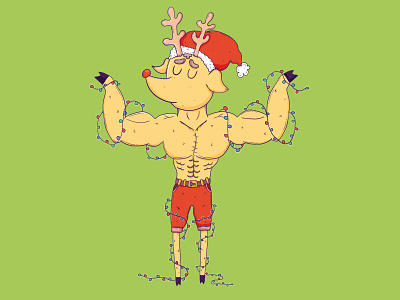 Christmas Deer 2d branding cartoon character design drawing flat funny illustration illustrator logo ui vector