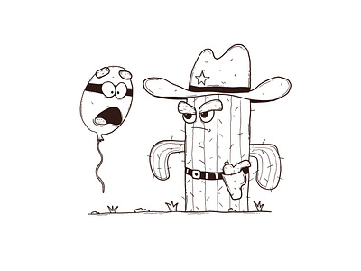 Cowboy Cactus & Balloon (inks)