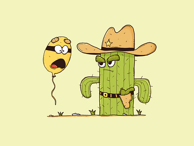 Cowboy Cactus & Balloon (Color)