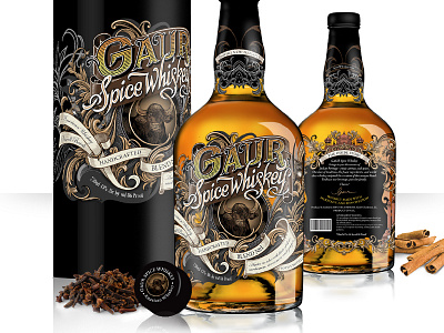 Gaur Spice Whiskey Full design preview bottle design label product whiskey