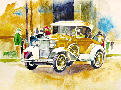 Watercolor vintage car- Personal work art artwork car painting paper vintage watercolor watercolour