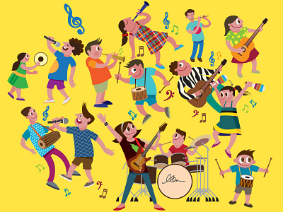 Character Illustrations character illustrations kids music vector